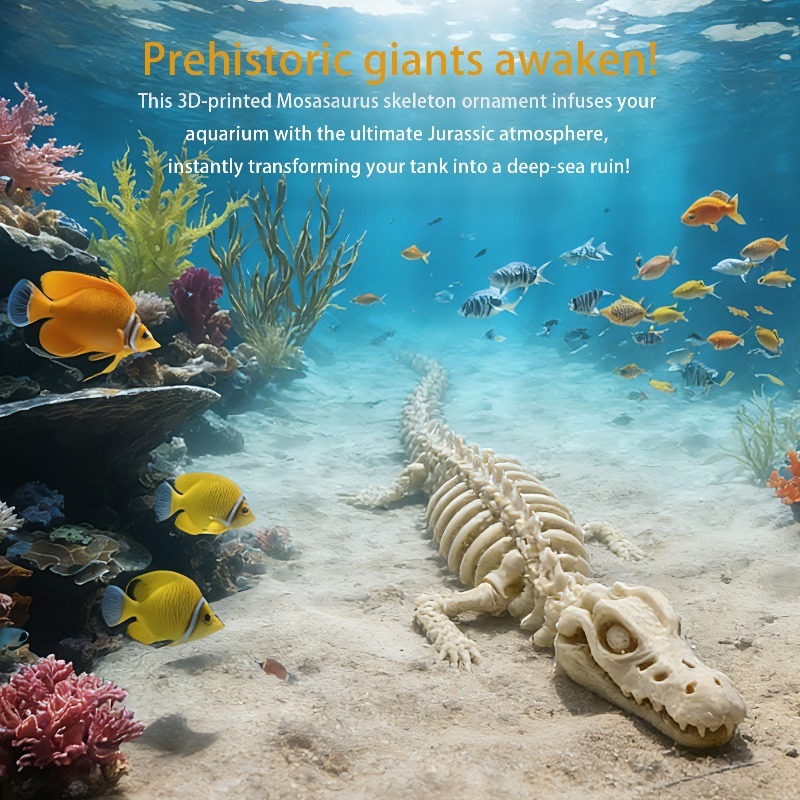 1Pcs Realistic Mosasaur Skelet - Marine Aquarium Used ulasan dan harga