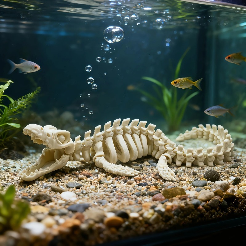 1Pcs Realistic Mosasaur Skelet - Marine Aquarium Used ulasan dan harga